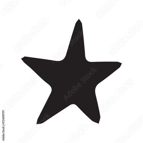 hand-drawn irregular star black silhouette simple emblematic graphic element. Vector hand drawn illustration for postcards, logo, stikers, polygraphy and social media. 