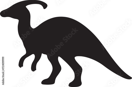 Parasaurolophus silhouette vector, prehistoric dinosaur illustration, editable EPS file for design.
