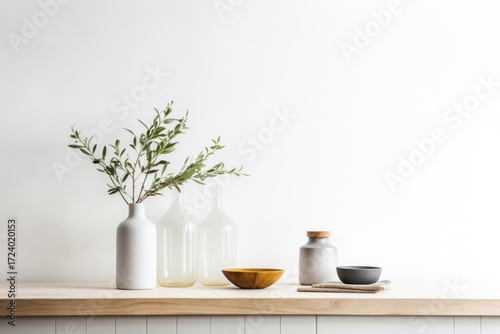 Wallpaper Mural Scandinavian interior design of a kitchen windowsill plant wall. Torontodigital.ca