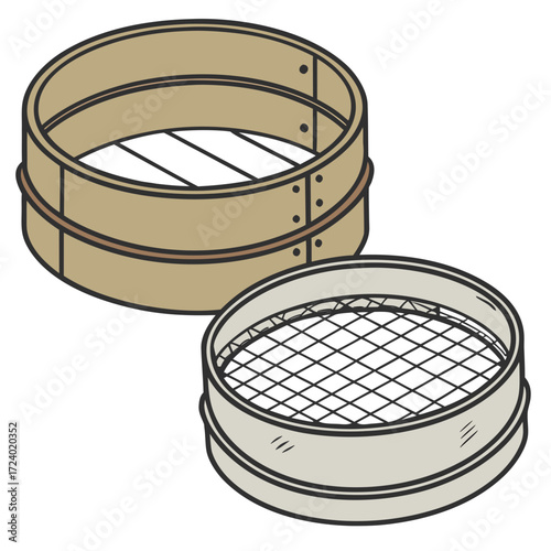Essential kitchen tools for baking and cooking, vintage style sieves and strainers for home chefs, preparing delicious meals and treats