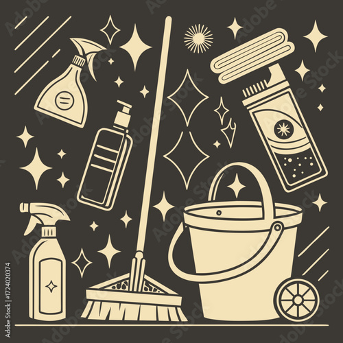 Charming cleaning icons collection for sparkling homes and fresh starts, perfect for ads, blogs, and websites promoting cleaning services