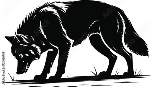 Wolf Illustration Vector Black Isolated Art