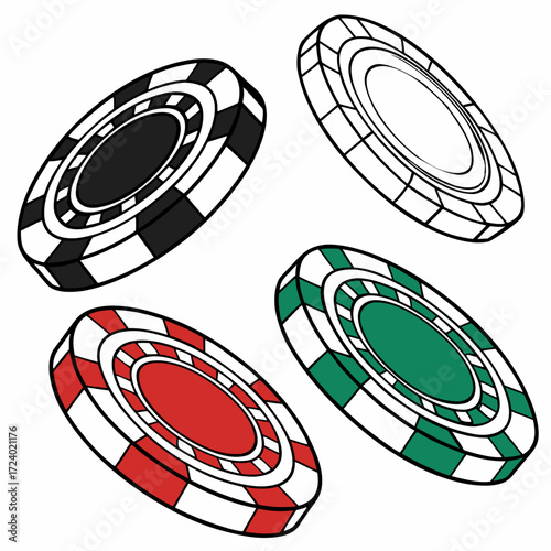 Find colored poker chips casino gambling tokens for games of chance and betting entertainment vector image