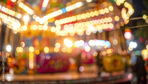 Blurred carnival ride at night