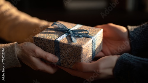 Hands exchanging a gift box