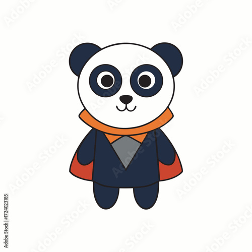 Simple panda bear dressed as a vampire