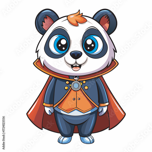 Cartoon panda bear dressed as a wizard with cape