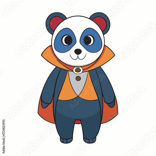 Illustration of a panda dressed as a vampire