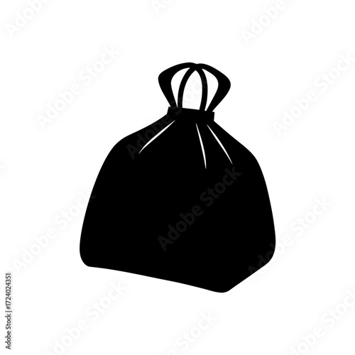 Silhouette of a tied up bag on transparent background