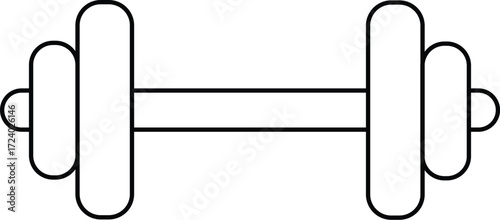 Outline Dumbbell Vector Icon Isolated on White Background – Gym, Fitness, Workout, Exercise, and Weight Training Symbol for Health and Sport Design