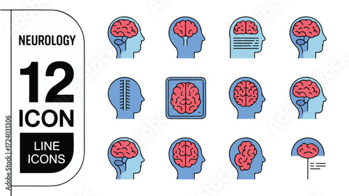 Human head brain icons medical science neurology