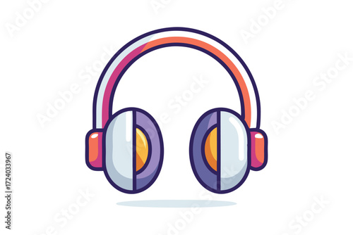 Colorful headset features sleek purple trim and circular earcups with segmented design displayed