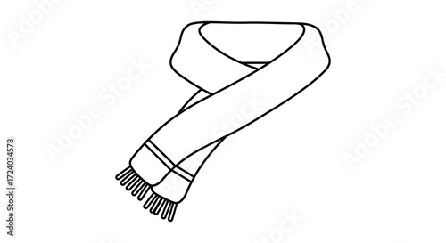 A simple line drawing of a folded scarf artistic black silhouette