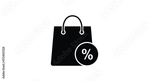 Shopping bag with percentage sign a simple graphic design silhouette