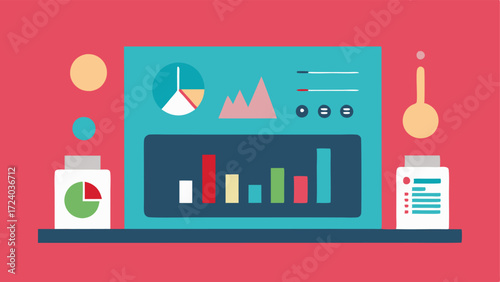 Data Analysis Dashboard A vector of a large digital dashboard displaying graphs and charts analyzing hormonal balance with indicators showing normal and abnormal levels.