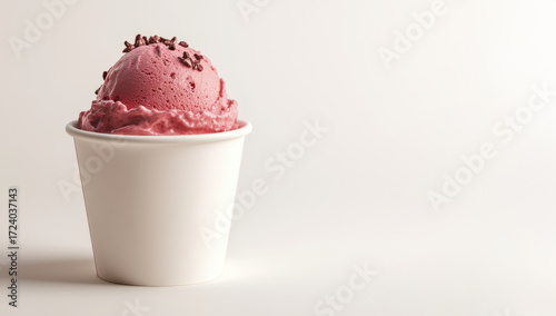 Ice cream in paper cups – refreshing summer dessert and sweet snack concept