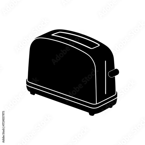 Silhouette of a black toaster on transparent background