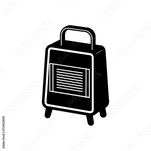 Black portable heater isolated on transparent background silhouette