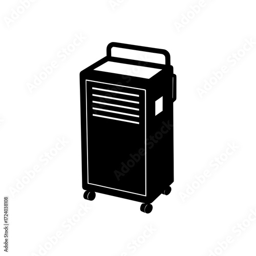 Black rolling cabinet storage on transparent background silhouette