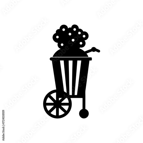 Popcorn cart silhouette image on transparent background