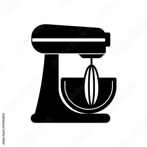 Black stand mixer silhouette on transparent background