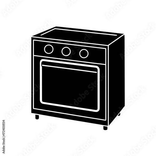 Isolated kitchen oven appliance on transparent background silhouette