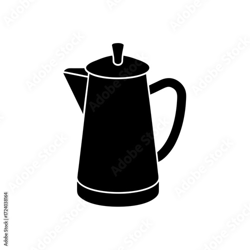 Silhouette of a coffee pot on transparent background