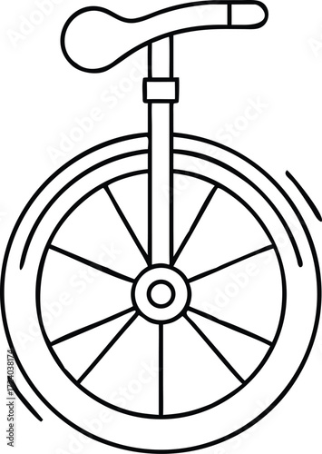 A simple line drawing of a unicycle in black and white