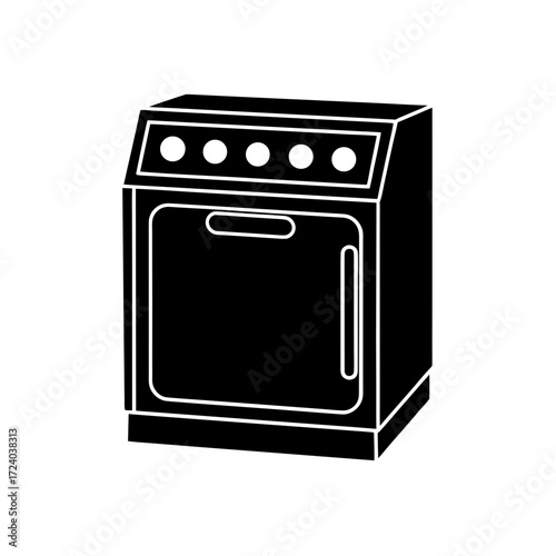 Silhouette of a modern oven on transparent background