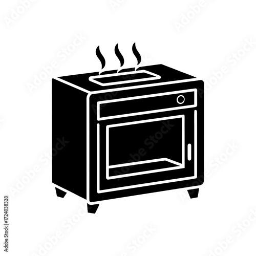 Illustration of a black oven on transparent background silhouette
