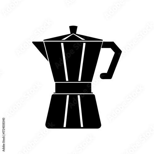 Black moka pot vector graphic on transparent background silhouette
