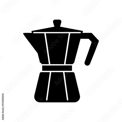 Black moka pot simple design on transparent background silhouette