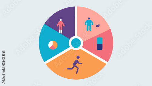 Daily Activity Summary A circular pie chart summarizing daily activity levels showing time spent in various activities like sedentary moderate exercise and vigorous exercise.