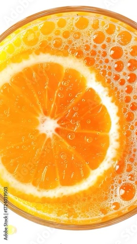 Freshly squeezed orange juice served with a slice, perfect for a relaxing moment