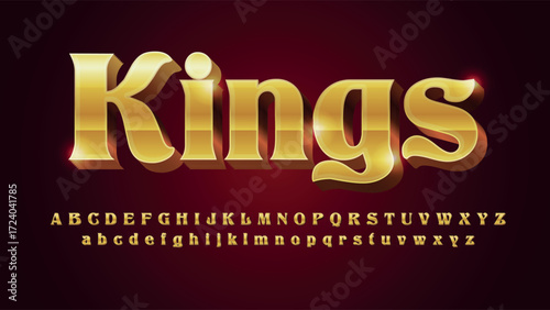 bright golden gothic 3d isolated letters