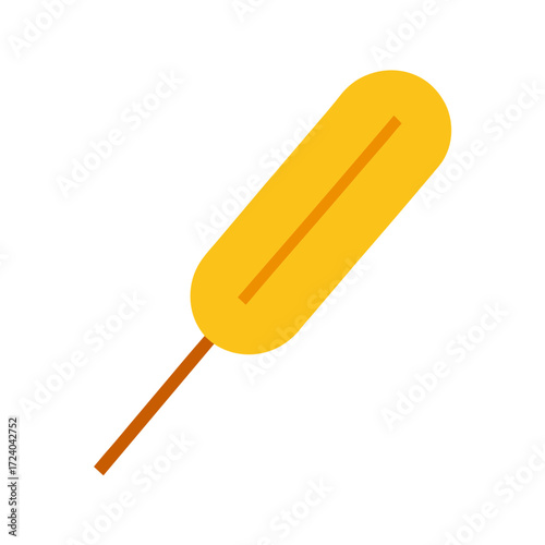 vector illustration of a a corn dog on a stick