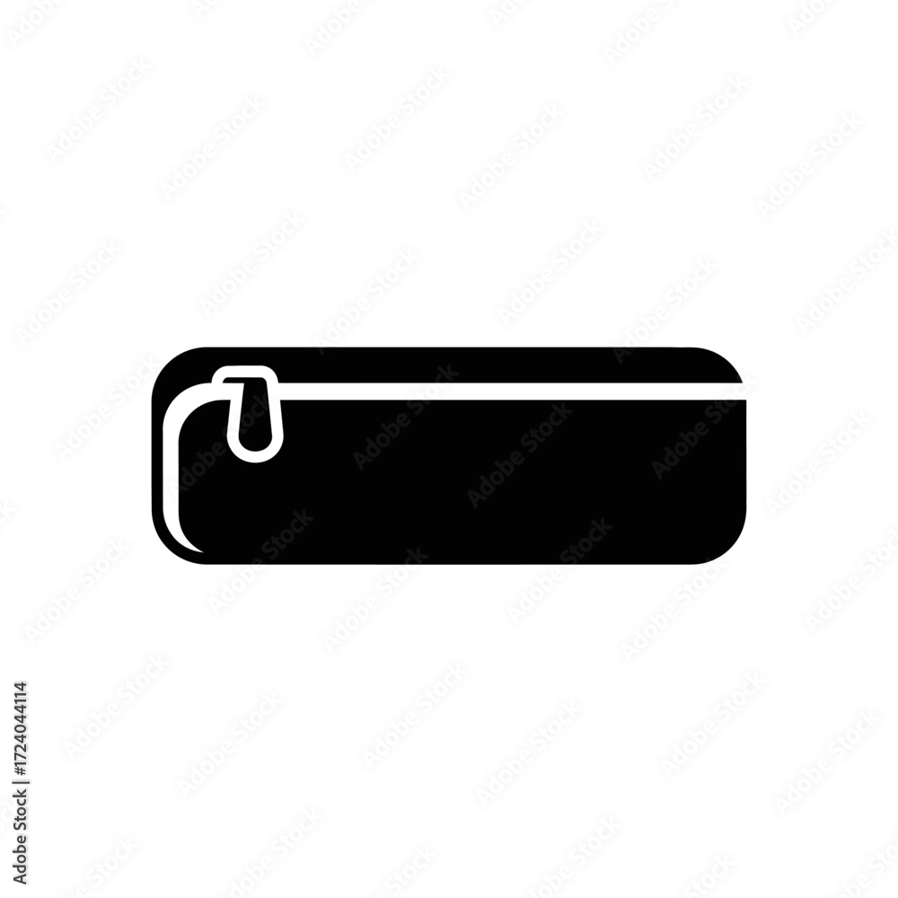 Fototapeta premium Black silhouette of a zipped pencil case.