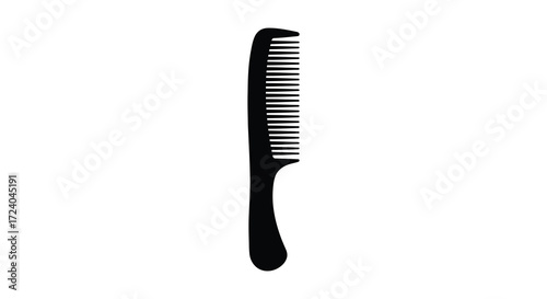 Simple black hair comb design isolated on a white background silhouette