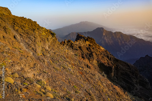 Scenic viewpoint of the Caldera de Taburiente on the trek near Roque de los Muchachos, La Palma, Canary Islands, Spain, Europe	