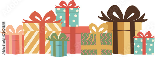 festive vector border retro style gift boxes decorating background of invitations and greeting cards web design