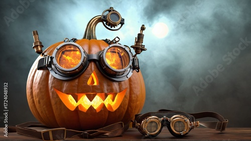 Mad Pumpkin Scientist with Goggles