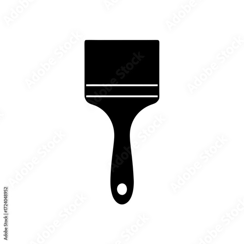 Isolated black paint brush on transparent background silhouette