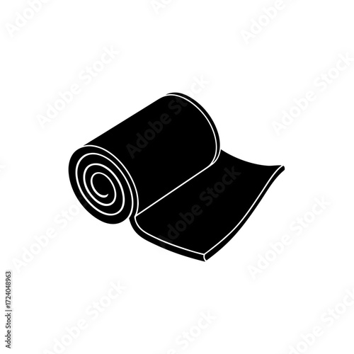 Rolled material graphic on transparent background silhouette