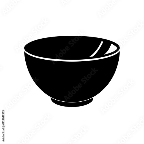 Simple black bowl shape on transparent background silhouette