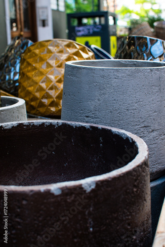Decorative plant pots and vases displayed in a Danish market