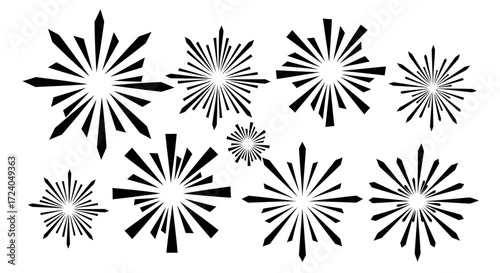 Wallpaper Mural A diverse collection of black abstract starburst and sunburst shapes for graphic design elements Torontodigital.ca