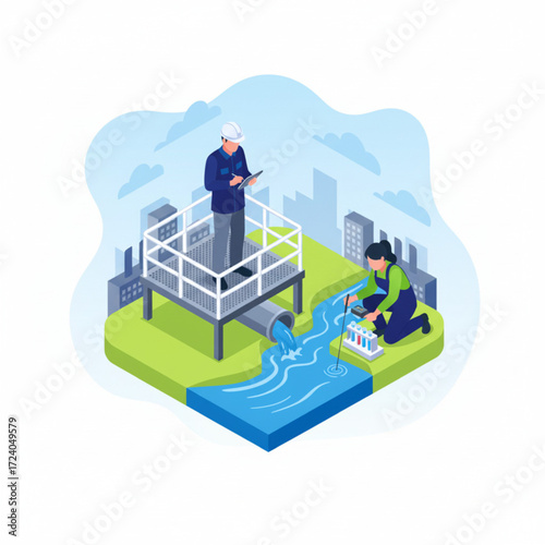 3. "Water Quality Control: Isometric Vector of Water Analysis and Monitoring"