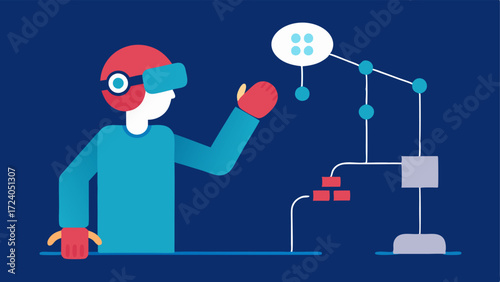 Assistive Technology A person with mobility challenges using a BCI to control a robotic arm with signals depicted as light connections moving from their brain to the device.