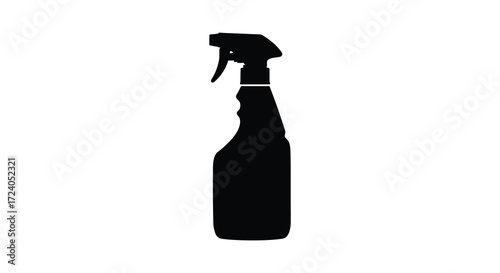 A black spray bottle isolated on white minimalist design silhouette