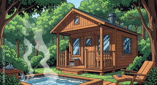 Escape to serene wooded cabin retreat with steaming hot tub experience